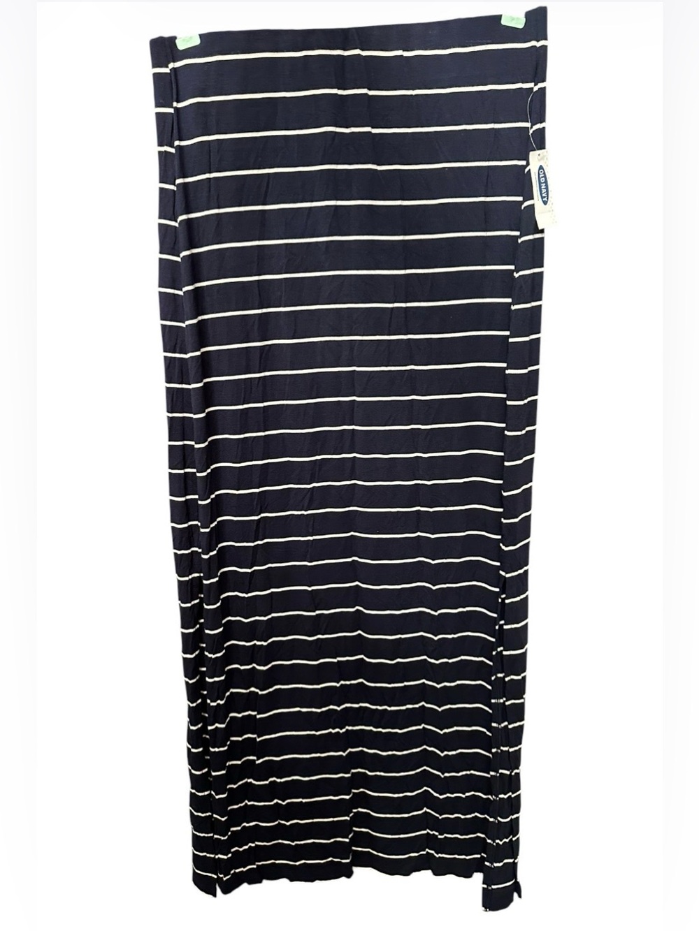NWT Old Navy Navy Blue & White Striped Jersey Double Side Slit Maxi Skirt M